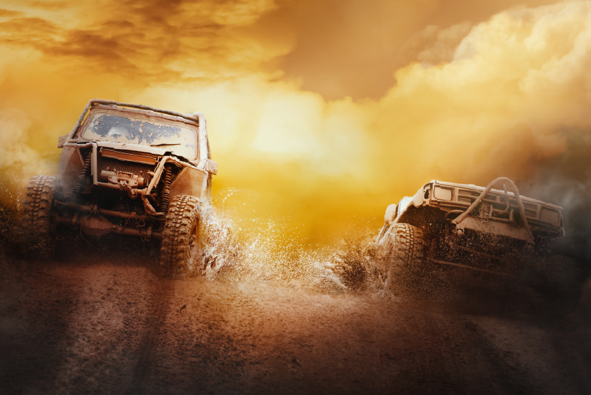 4x4 Vehicles driving through mud