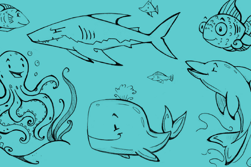 Sketches of sea animals