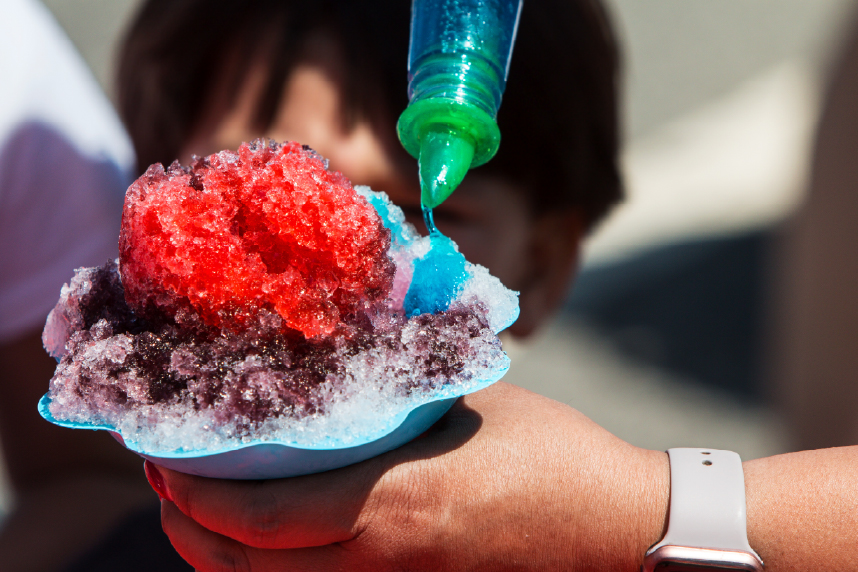 Flavoring being added to shaved ice