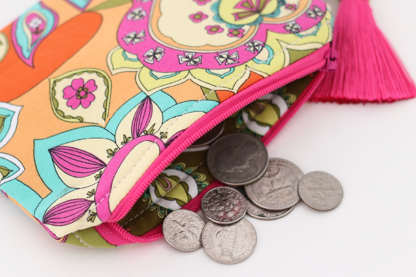 Close-up of colorful coin purse
