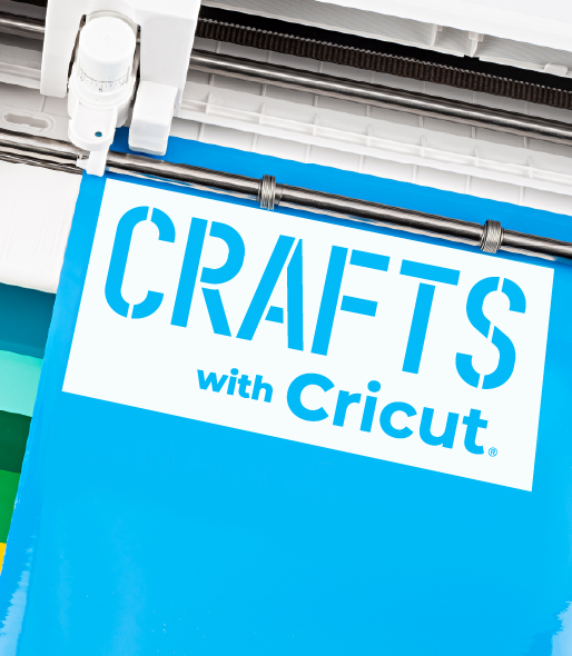 Cutting machine with "Crafts with Cricut" logo