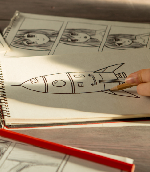 Image: Hand drawing comic of a spaceship