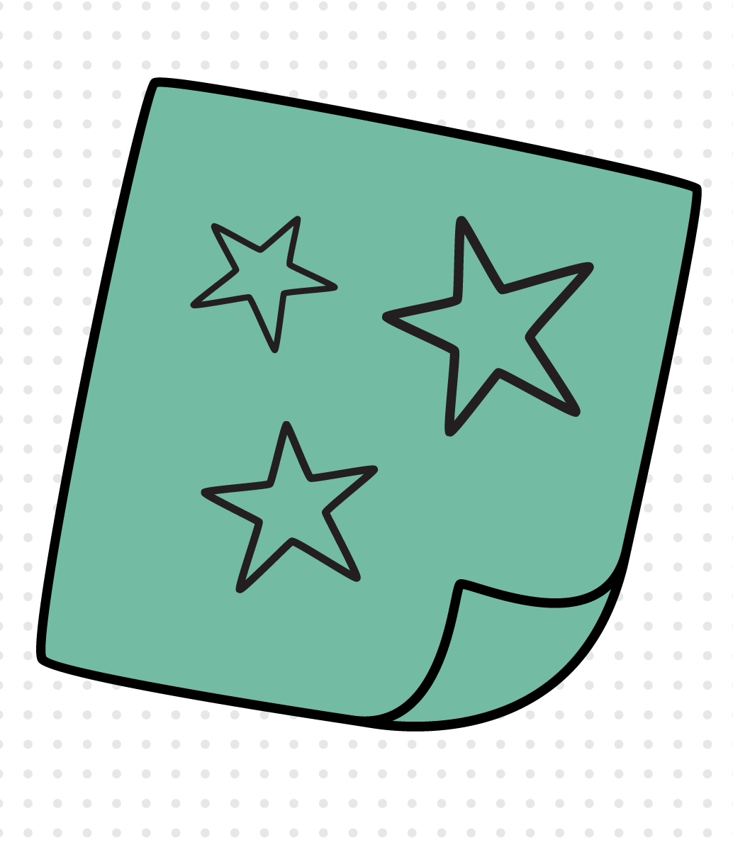 Illustration of post-it note with stars drawn on it