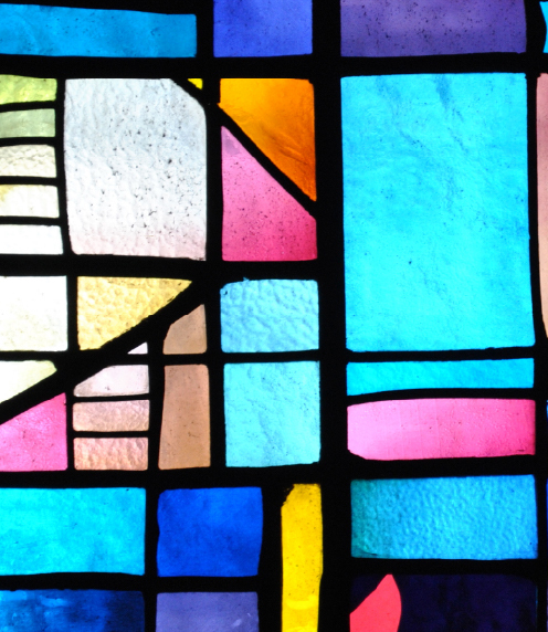 Colorful, geometric stained glass