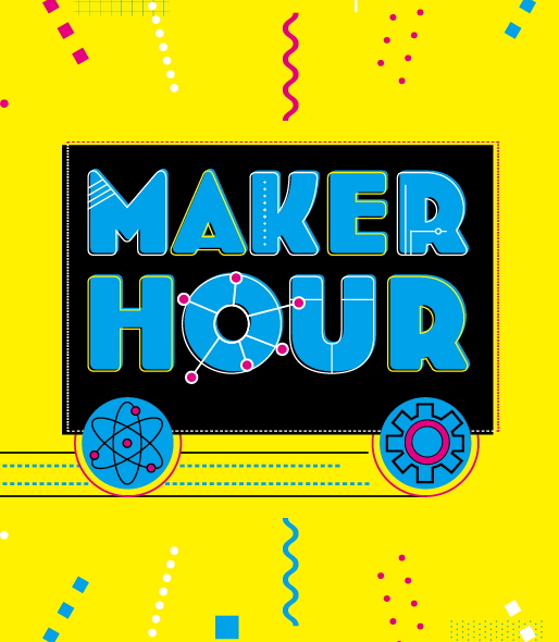 Maker Hour logo on yellow background