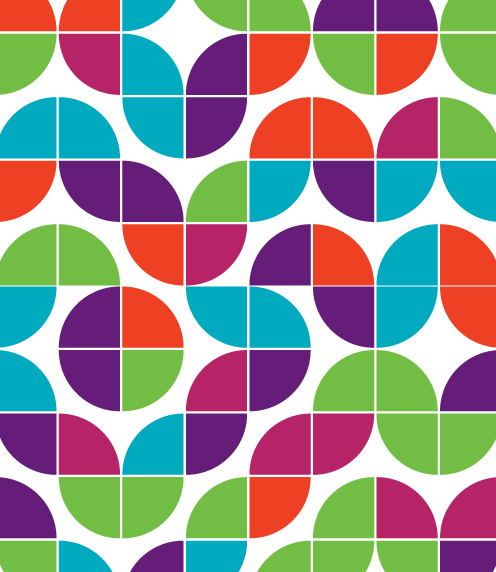 Colorful quarter circle shapes in abstract pattern