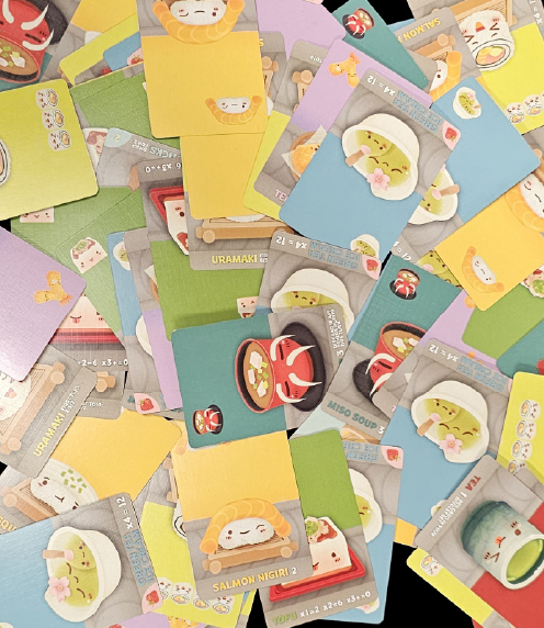 Scattering of Sushi Go! Party cards