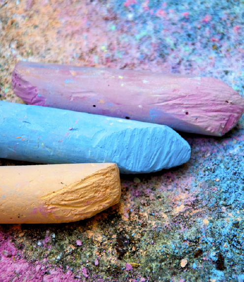 Pastels on a chalk-covered background