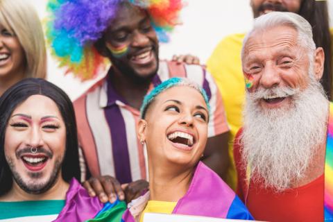 Group of diverse, happy people representing the LGBTQIA+ community