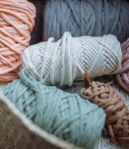 Basket of skeins of cotton cord