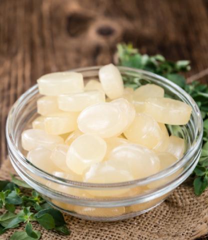 Bowl of homemade cough drops