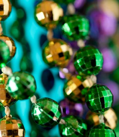 Close up of Mardi Gras beads