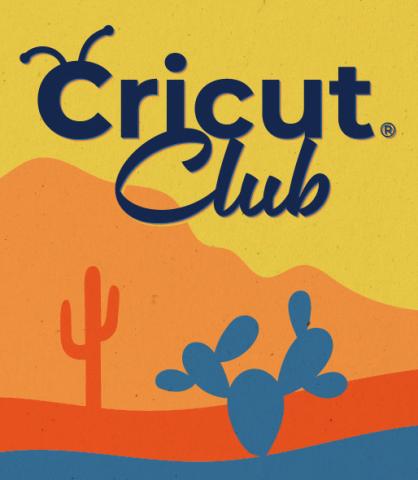 Colorful desert cutout image with Cricut Club logo