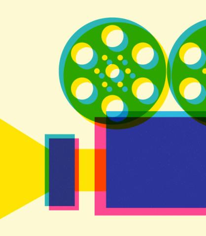 Illustration of colorful film projector