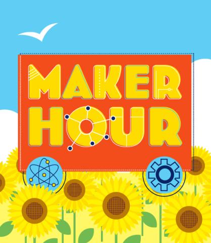 Maker Hour logo with sunflowers