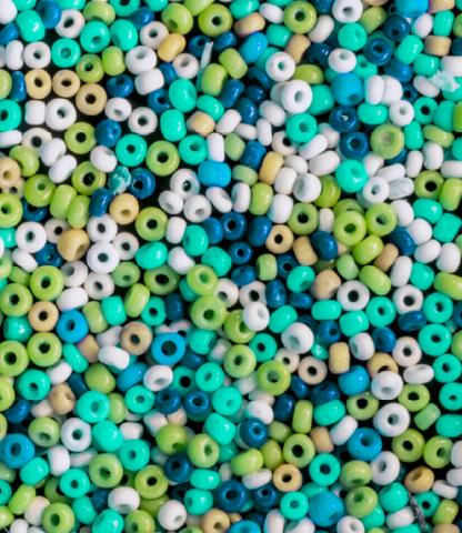 Small, colorful plastic beads