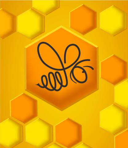 Honeycomb pattern with squiggly bee drawing