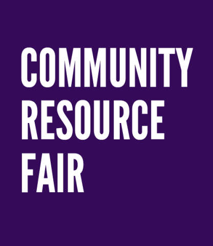 purple box with Community Resource Fair