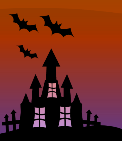 spooky house with bats for Halloween Book Giveaway