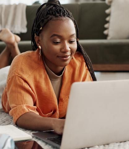 Professional woman working on laptop