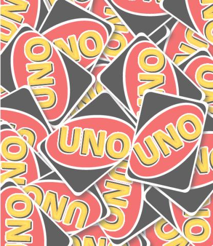 Illustration of a pile of Uno cards, showing only the backs of the cards