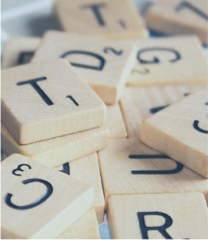 Close-up of Scrabble letters