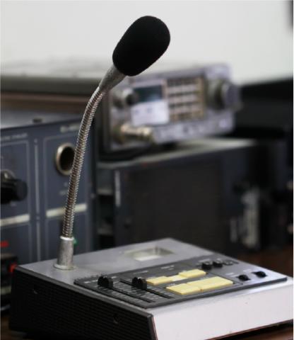 Old ham radio board with microphone