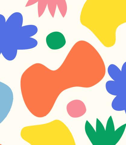 Image: Graphic of bright, colorful, and organic shapes.