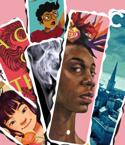 Illustrations of bookmarks made from the covers of banned and challenged books
