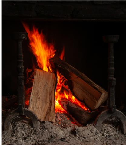 Close up photograph of a wood fire