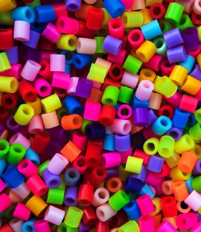 Close up of colorful Perler beads