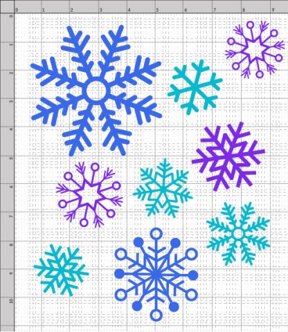 Snowflakes on a design board