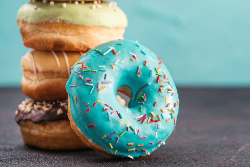 Stack of colorful donuts