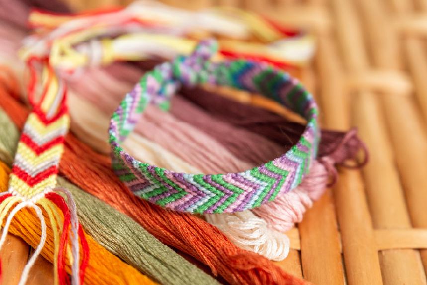 Pile of woven braclets