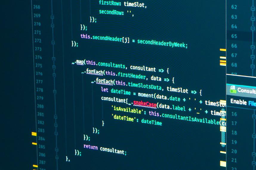 Close-up of JavaScript on a computer screen