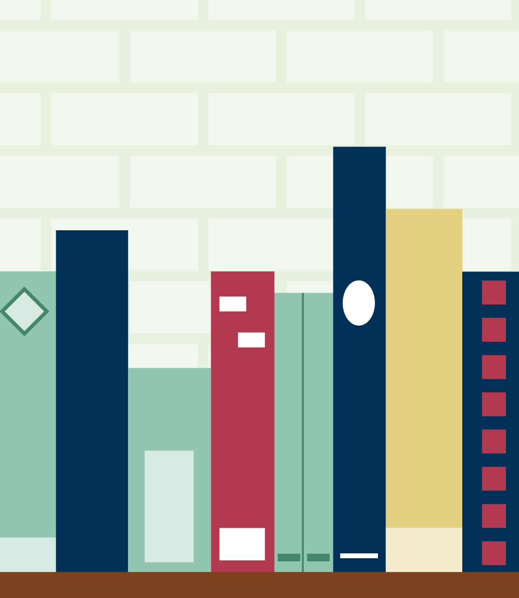 Illustration of books on a shelf