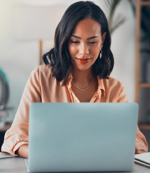 Woman working on laptop