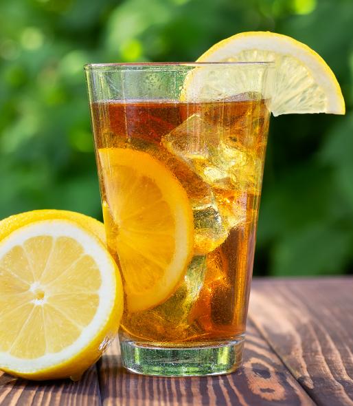 Glass of tea with lemon slices