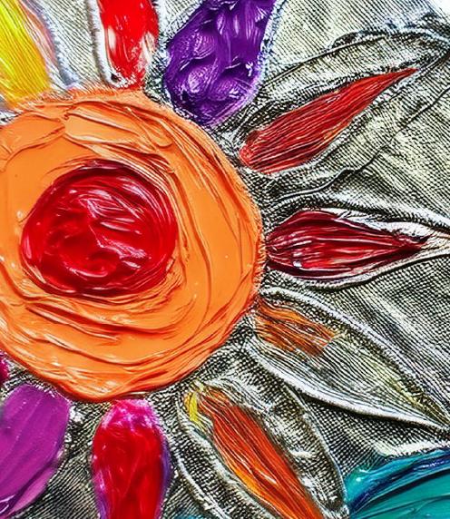 Colorful flower painted onto aluminum foil