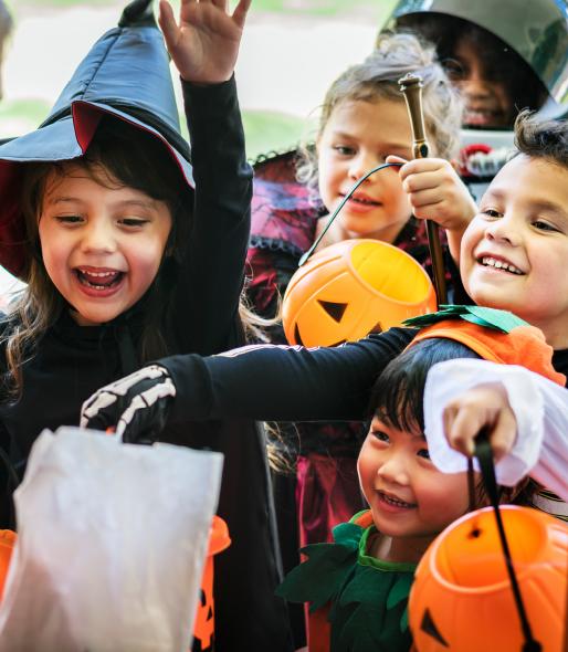 Children in Halloween costumes