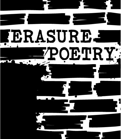 Erasure Poetry surround by blocks of scribbles