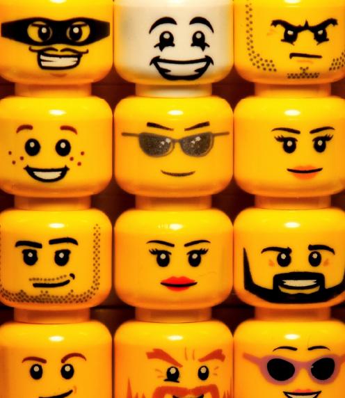 Stacks of the heads of Lego mini-figs