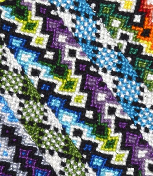 Close up of various woven bracelets